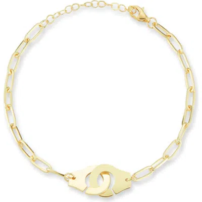 Sphera Milano Handcuff Charm Paper Clip Chain Anklet In Gold