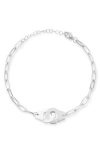 Sphera Milano Handcuff Charm Paper Clip Chain Anklet In Silver