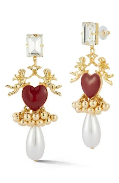 Sphera Milano Plated Heart Earrings In Gold