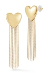Sphera Milano Heart Chain Fringe Drop Earrings In Gold