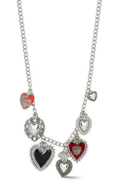 Sphera Milano Plated Heart Charm Necklace In Silver