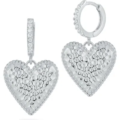 Sphera Milano Heart Drop Earrings In Silver