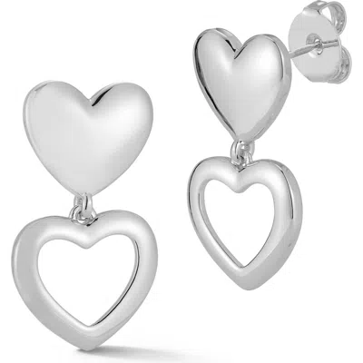 Sphera Milano Heart Drop Earrings In Silver
