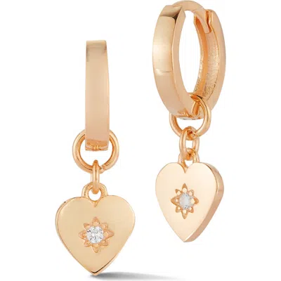 Sphera Milano Heart Huggie Hoop Earrings In Gold
