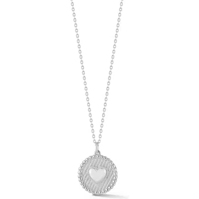 Sphera Milano Heart Medallion Pendant Necklace In Silver