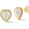 Sphera Milano Heart Stud Earrings In Gold/ivory