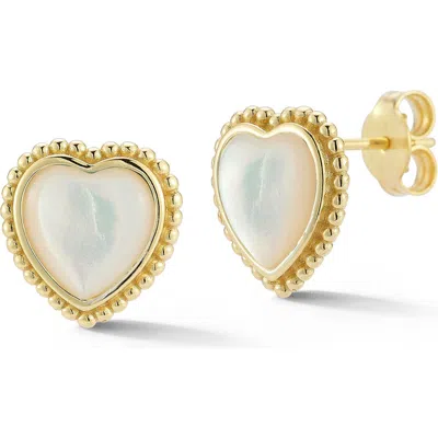 Sphera Milano Heart Stud Earrings In Gold/ivory