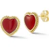 Sphera Milano Heart Stud Earrings In Gold/red