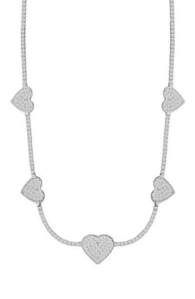 Sphera Milano Heart Tennis Choker Necklace In Silver