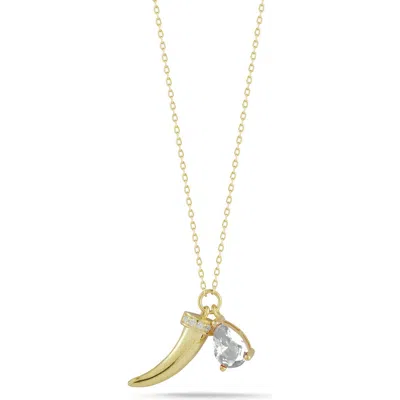 Sphera Milano Horn Pendant Necklace In Gold/clear