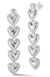 Sphera Milano Linear Heart Drop Earrings In Silver