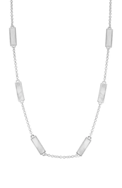 Sphera Milano Mother Of Pearl Station Necklace In Silver