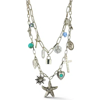 Sphera Milano Multi Charm Layered Necklace