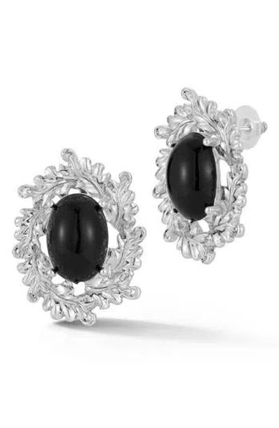 Sphera Milano Ornate Wreath Stud Earrings In Black