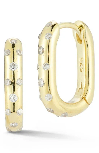 Sphera Milano Oval Cubic Zirconia Hoop Earrings In Gold