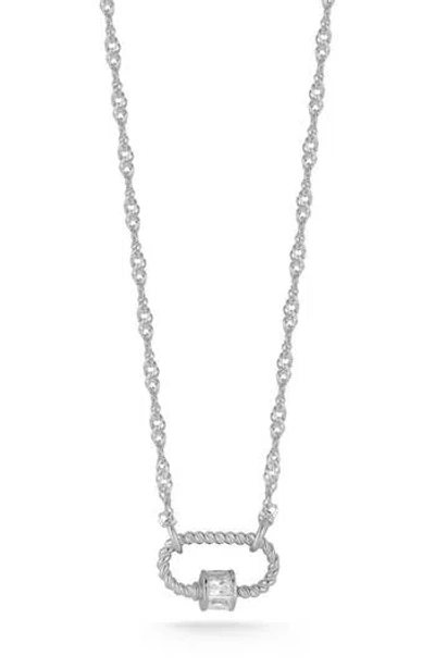 Sphera Milano Oval Lock Cubic Zirconia Pendant Necklace In Neutral