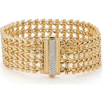 Sphera Milano Pav Cubic Zirconia Triple Row Weave Bracelet In Gold