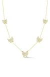 Sphera Milano Pavé Butterfly Necklace In Gold