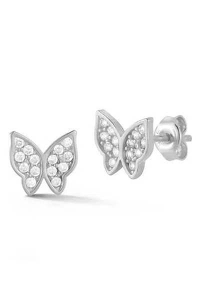 Sphera Milano Pavé Butterfly Stud Earrings In Silver