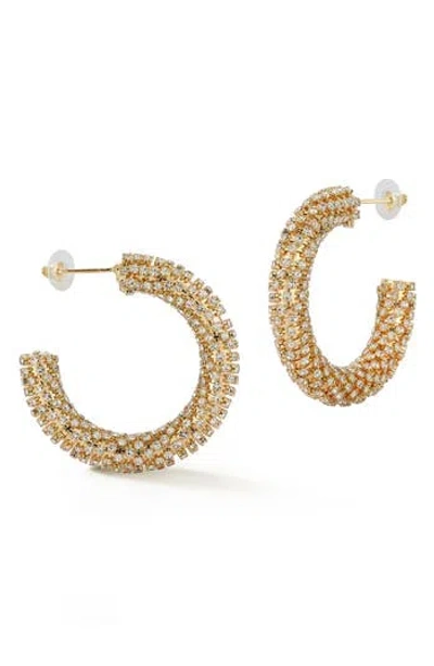 Sphera Milano Pavé Crystal Hoop Earrings In Gold