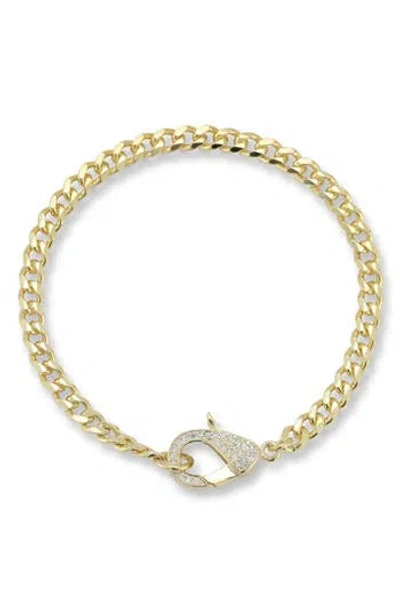 Sphera Milano Pavé Cubic Zirconia Clasp Curb Chain Bracelet In Gold