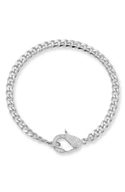 Sphera Milano Pavé Cubic Zirconia Clasp Curb Chain Bracelet In Metallic