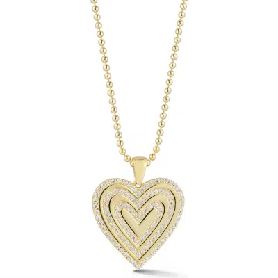 Sphera Milano Pavé Cubic Zirconia Heart Pendant Necklace In Gold