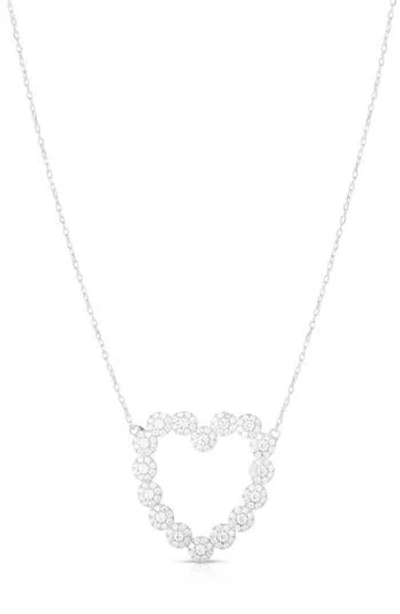 Sphera Milano Pavé Cubic Zirconia Open Heart Pendant Necklace In Metallic