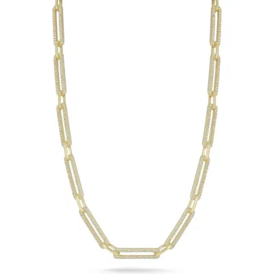 Sphera Milano Pavé Cubic Zirconia Paper Clip Chain Necklace In Burgundy