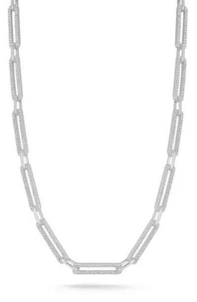 Sphera Milano Pavé Cubic Zirconia Paper Clip Chain Necklace In Neutral