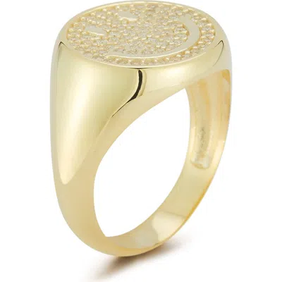 Sphera Milano Pavé Cubic Zirconia Smiley Face Ring In Gold