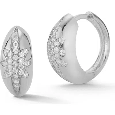 Sphera Milano Pavé Cubic Zirconia Starburst Hoop Earrings In Metallic