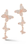 Sphera Milano Pavé Cz Butterfly Drop Earrings In Rose Gold