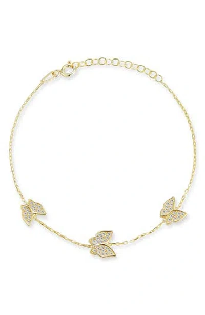 Sphera Milano Pavé Cz Butterfly Station Bracelet In Gold