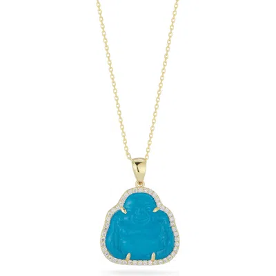 SPHERA MILANO SPHERA MILANO PAVÉ CZ HALO BUDDHA PENDANT NECKLACE