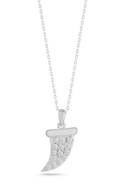 Sphera Milano Pavé Cz Horn Pendant Necklace In Silver