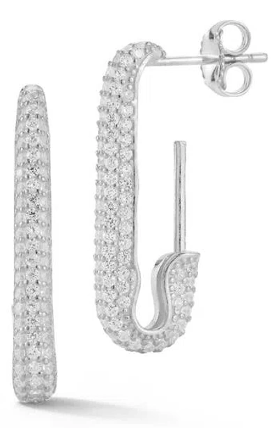 Sphera Milano Pavé Cz Paper Clip Earrings In Silver