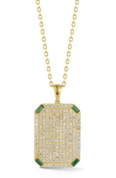 Sphera Milano Pavé Dog Tag Pendant Necklace In Gold