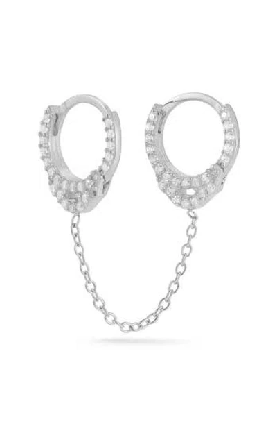 Sphera Milano Pavé Double Piercing Huggie Hoop Earrings In Metallic