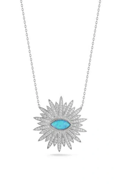 Sphera Milano Pavé Evil Eye Pendant Necklace In Silver