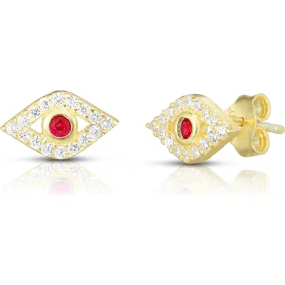 SPHERA MILANO SPHERA MILANO PAVÉ EVIL EYE STUD EARRINGS