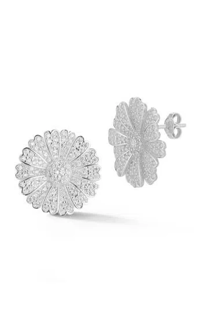 Sphera Milano Pavé Flower Stud Earrings In Silver