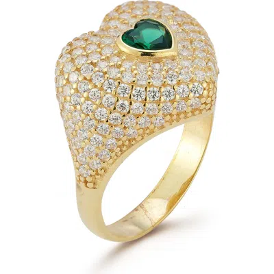 Sphera Milano Pavé Heart Signet Ring In Gold