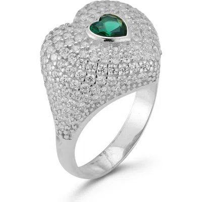 Sphera Milano Pavé Heart Signet Ring In Silver