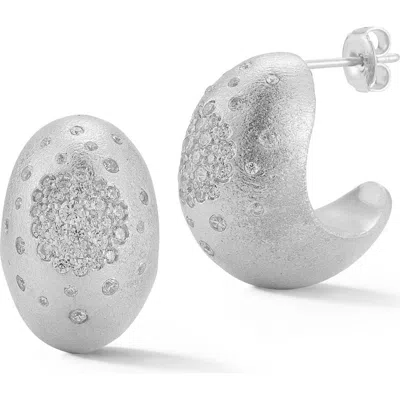 Sphera Milano Pavé J Hoop Earrings In Silver