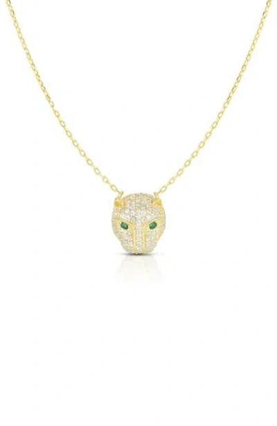 Sphera Milano Pavé Panther Head Pendant Necklace In Gold
