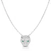Sphera Milano Rhodium Plated Sterling Silver Pave Cz Panther Pendant Necklace In Metallic