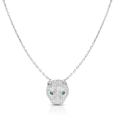 Sphera Milano Pavé Panther Head Pendant Necklace In Metallic