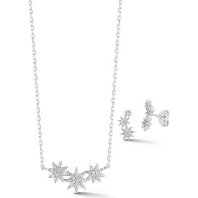 Sphera Milano Pavé Starburst Necklace & Earrings Set In Silver