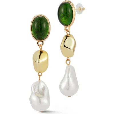 Sphera Milano Pebble Faux Pearl Drop Earrings In Gold